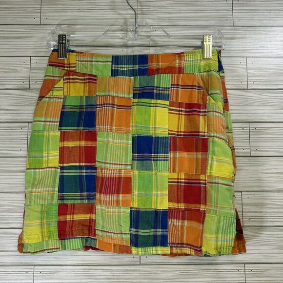 Loud Mouth Golf Ladies Patchwork Madras Skort Blue Red‎ Green Golf Tennis size 2 - Picture 1 of 10